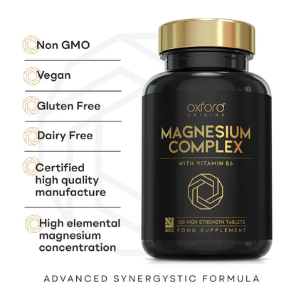 Advanced Magnesium Complex with Vitamin B6 | Made in The UK | Magnesium Supplements for Restless Leg Syndrome Relief, Leg Cramps & Sleep | Mag Citrate, Oxide & VIT B6 | 120 Capsules