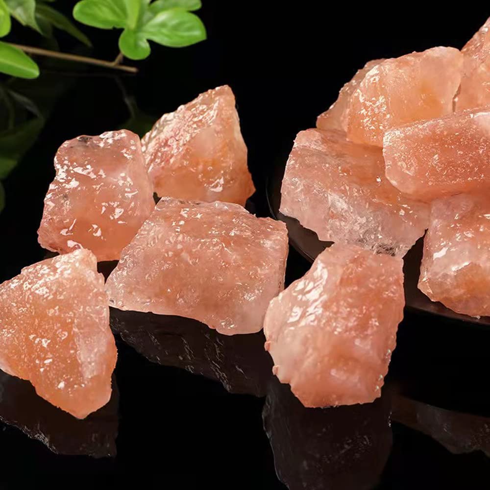 RCSTONE Himalayan Pink Crystal Salt Stones, 1.18 to 1.97 Inches, 0.22 Pounds for Salt Lamp, Bowl, and Decorations M33, Orange