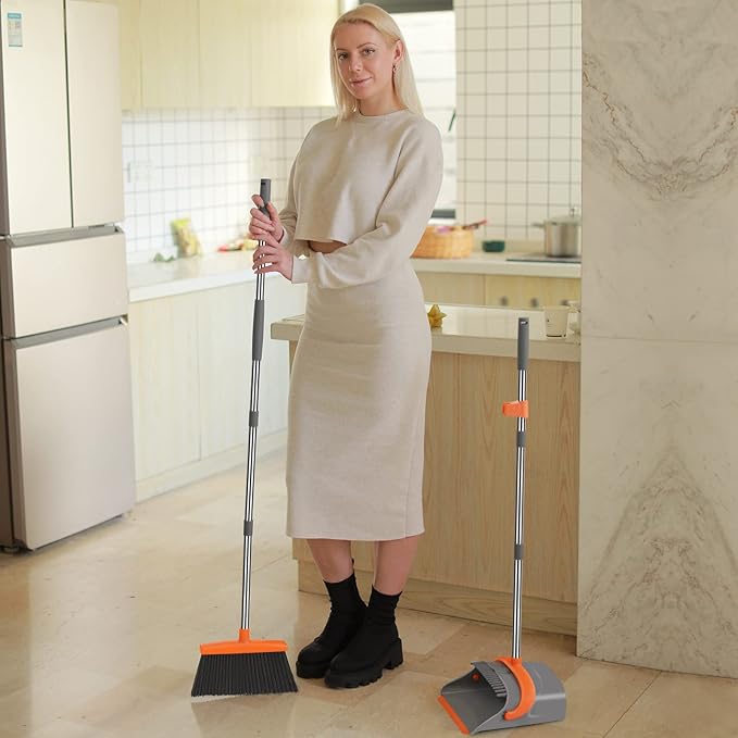 Broom and Dustpan Set for Home, Broom and Dustpan Combo for Office, Long Handle