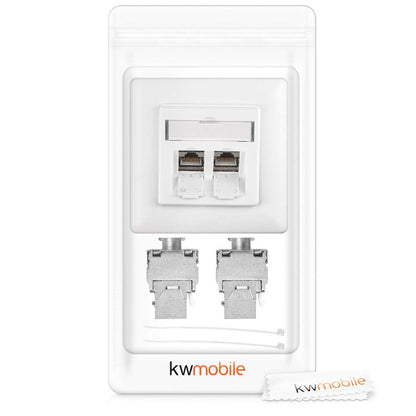 kwmobile Keystone Module Kit - Includes (8) CAT6A Shielded Keystone Jack RJ45 Ethernet Module 10G + (4) 2-Port Wall Plate and Shielded Metal Housing