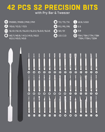 Banshu 46 in 1 Mini Precision Screwdriver Set with Metal Case, Magnetic Small Screwdrivers with Phillips, Pentalobe, Torx for Glasses, Watch, iPhone, Macbook, Laptop, Computer, PC, PS5, Jewelers, Toys