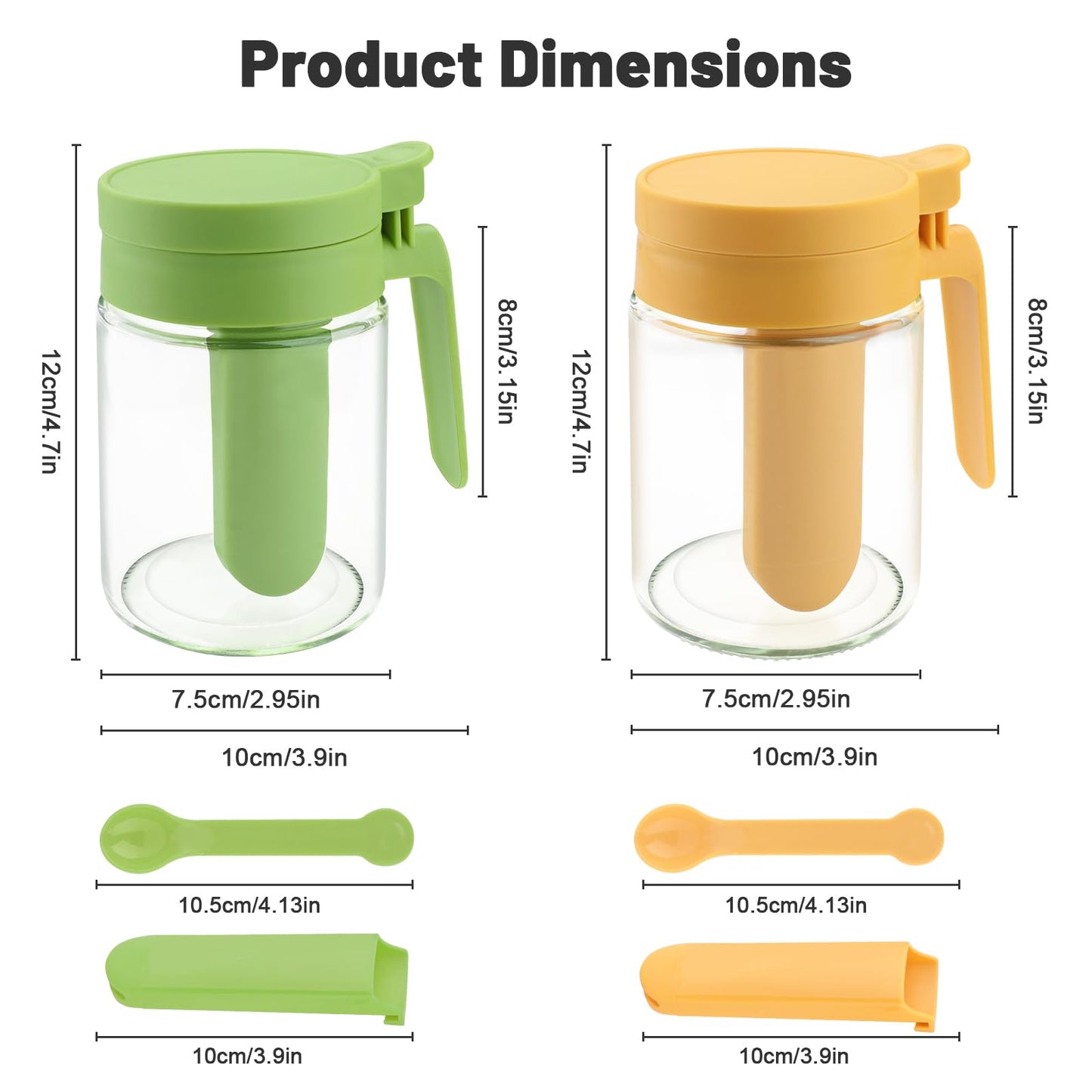 Betinyar 2 Pack Premium Glass Salt Jars with Spoon Airtight Seasoning Jars and Canisters Sets for the Kitchen, Multifunctional Spice Set for Spice,Sugar, Coffee Storage