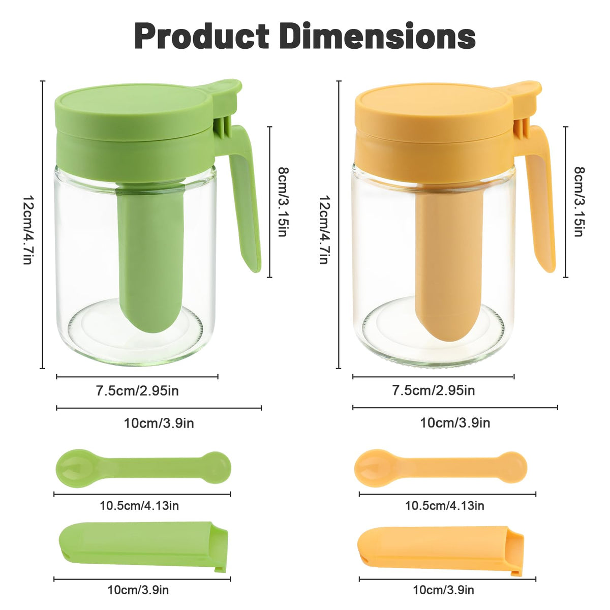 Betinyar 2 Pack Premium Glass Salt Jars with Spoon Airtight Seasoning Jars and Canisters Sets for the Kitchen, Multifunctional Spice Set for Spice,Sugar, Coffee Storage