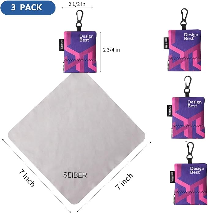 SEIBER Eyeglass Cleaning Microfiber Cloth, 7 x 7 inch Glasses Cloth