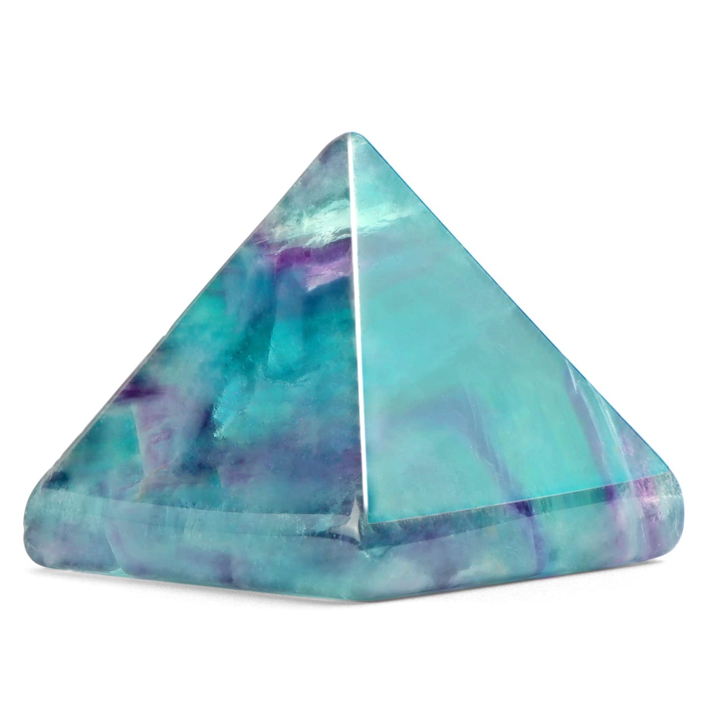 Hxswkk Rainbow Fluorite 1.6" Orgone Pyramid for Positive Energy, Success, Healing - Reiki, Chakra, Anti-stress Handmade Spiritual Gift