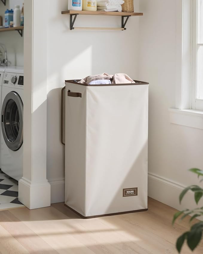 SOLEDI Clothes Hamper with Lid - 100L XL - Large Laundry Basket with Removable