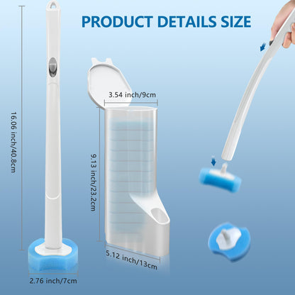 Disposable Toilet Brush with 112 Refills, Toilet Bowl Wand and Holder, White Toilet Cleaning Brush, Toilet Bowl Wand Kit Wall-mounted, Toilet Brush Refill for Efficient and Deep Scrub Toilet.