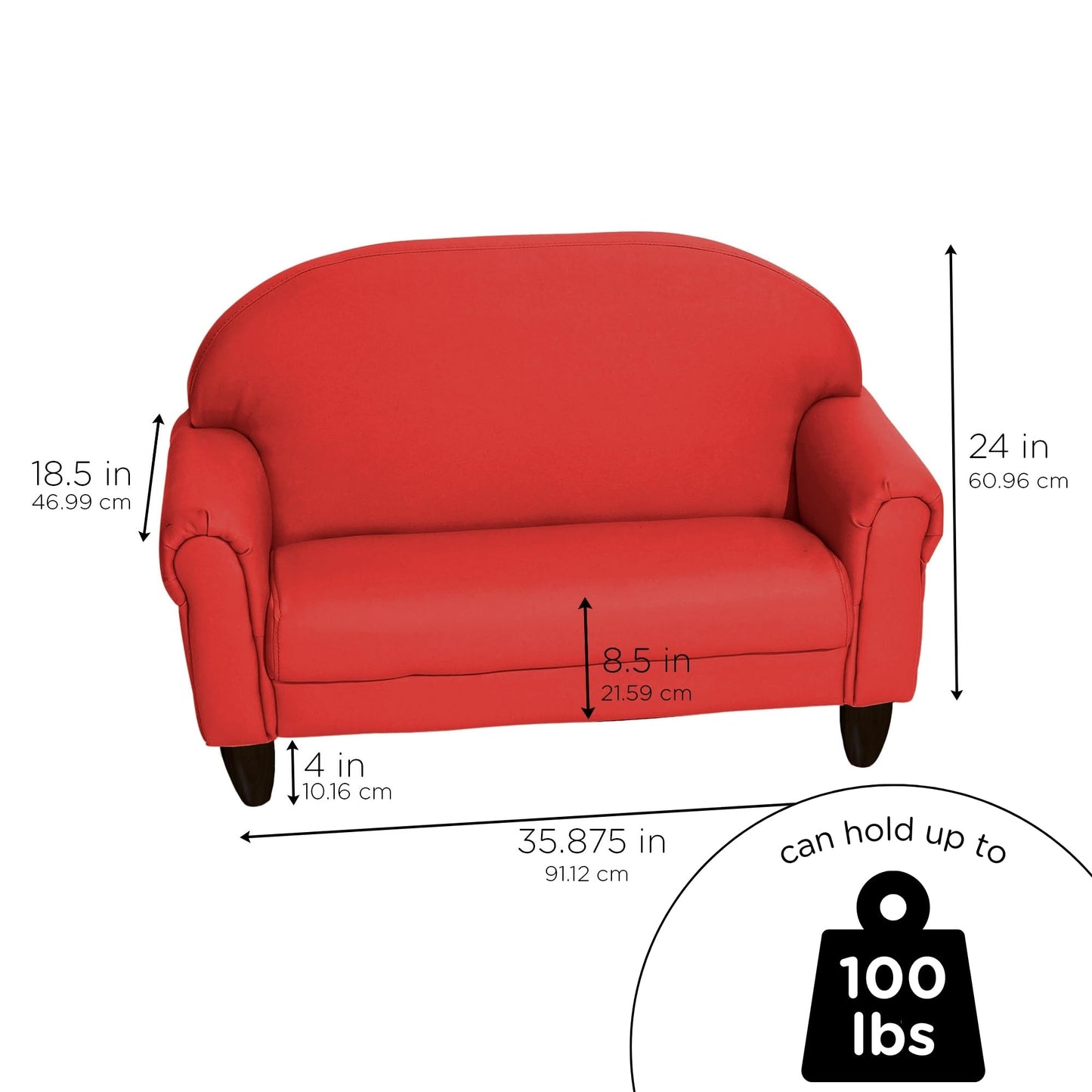 Children's Factory As We Grow Toddler Sofa, Flexible Seating for Daycare or Preschool, Kids Reading Couch, Playroom Furniture, Red