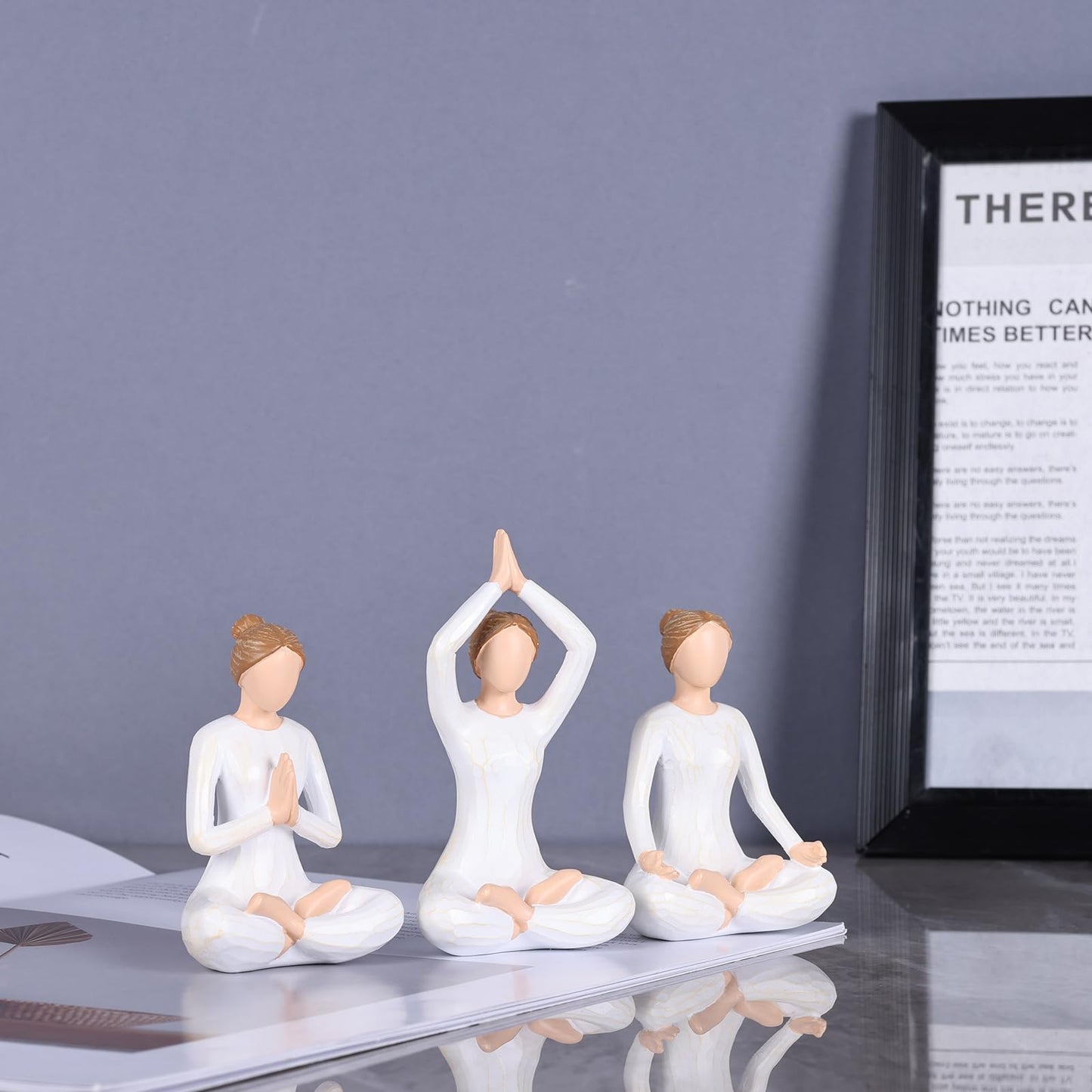 DOVDOV Yoga Figurine Set of 3, Zen Meditation Home Decor, Modern Art Pieces for Living Room Coffee Tables, Offices, Bookshelves, TV Consoles, and Mantelpiece Decorative Sculptures.