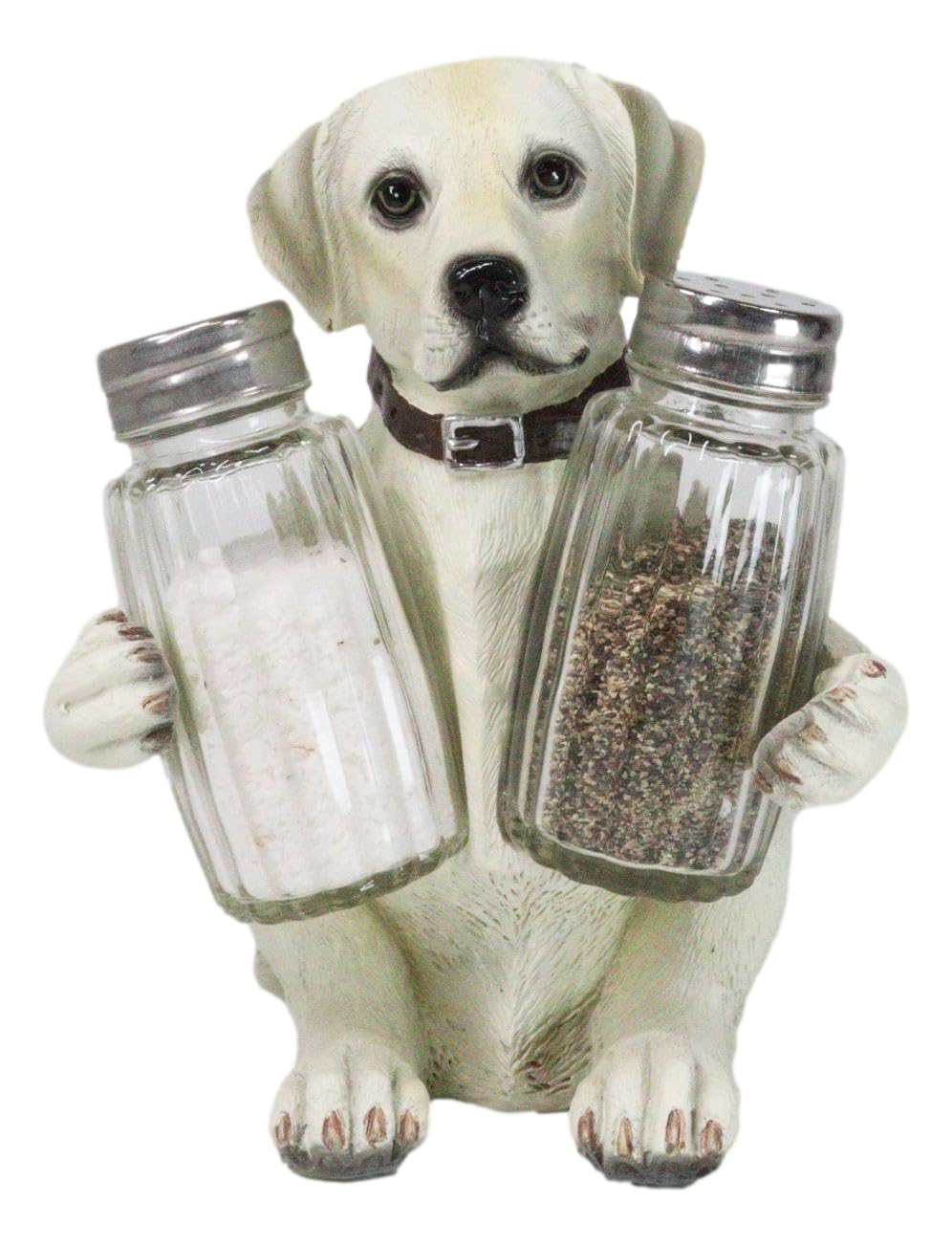 Ebros Pup And Spice Cute Wide Eyed Labrador Puppy Dog Hugging Glass Salt And Pepper Shakers Holder Figurine Whimsical Cartoon Pet Fawn Labradors Decor Statue