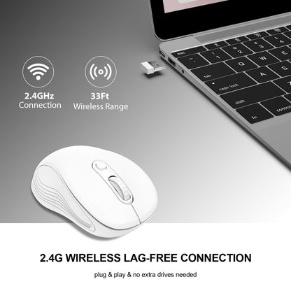 WisFox 2.4G Wireless Mouse for Laptop, Ergonomic Computer Mouse with USB Receiver and 3 Adjustable Levels, 6 Button Wireless Mice for Windows Mac PC Notebook (Grey)