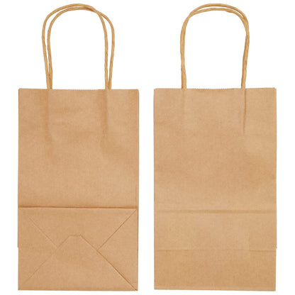 Juvale Brown Paper Gift Bags with Handles - 24-Pack - 5.3 x 3 x 8.5 in - Reusable Grocery & Retail Shopping Totes - Party Favor & Goodie Bags