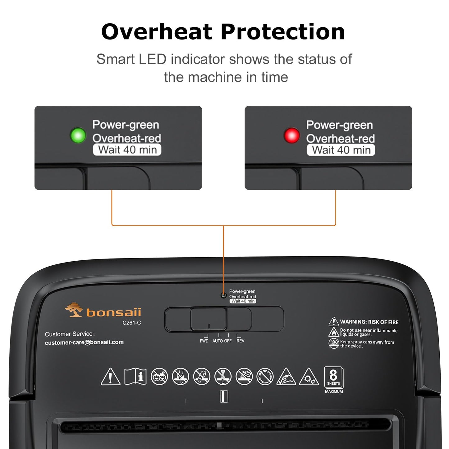 Bonsaii 8-Sheet Cross-Cut Paper Shredder for Home Office, P-4 Security, Shreds Credit Cards, Staples, Paper Clips, Overheat Protection, Easy Jam Clearance, 16L Bin (C261-C NEW)