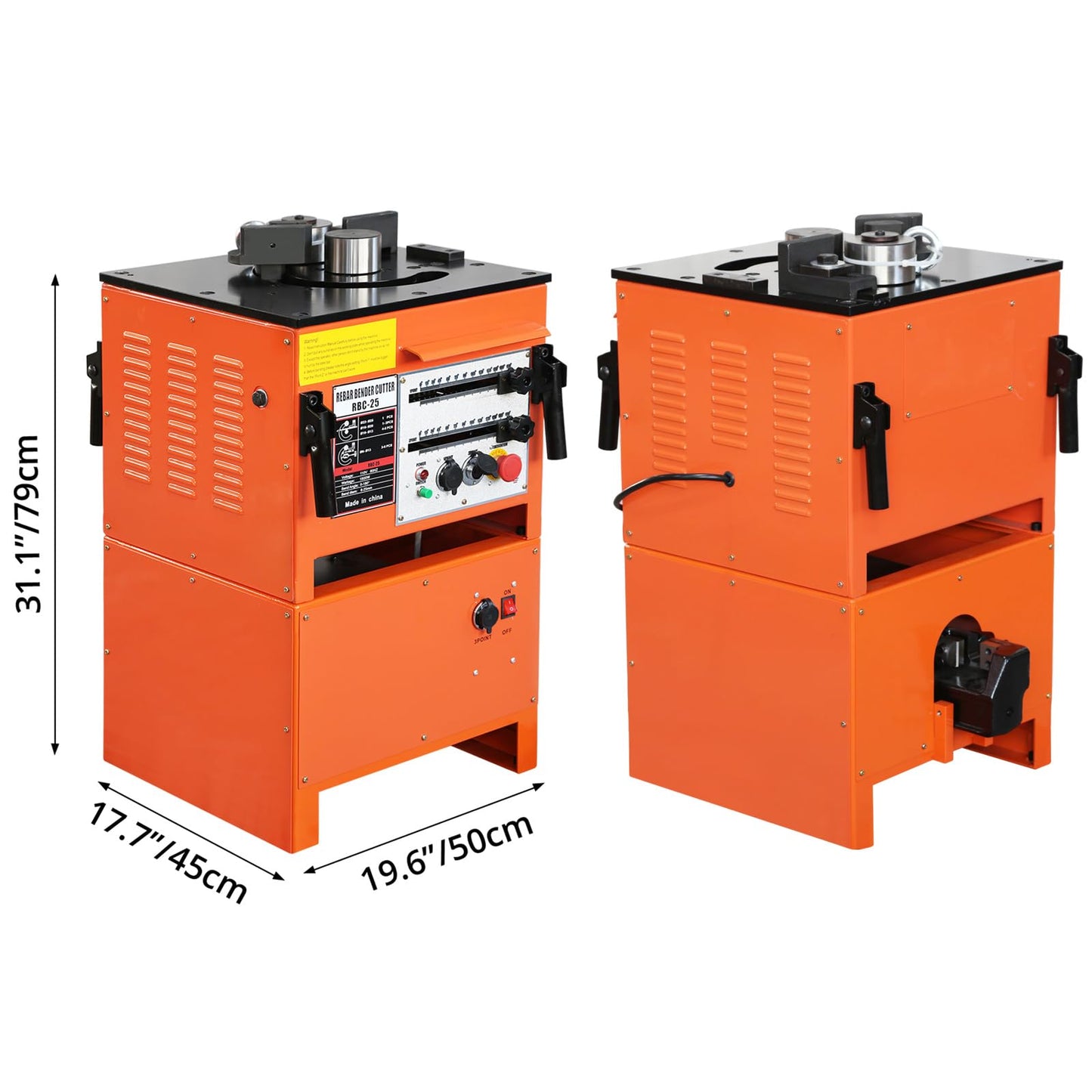 1600W Electric Rebar Bender, 19.6"L x 17.7"W x 31.1"H, Steel Bar Bending Machine with Foot Pedal, Portable Handle, 0°-180° Adjustable Angle, 6-7 Second Fast Bending Speed