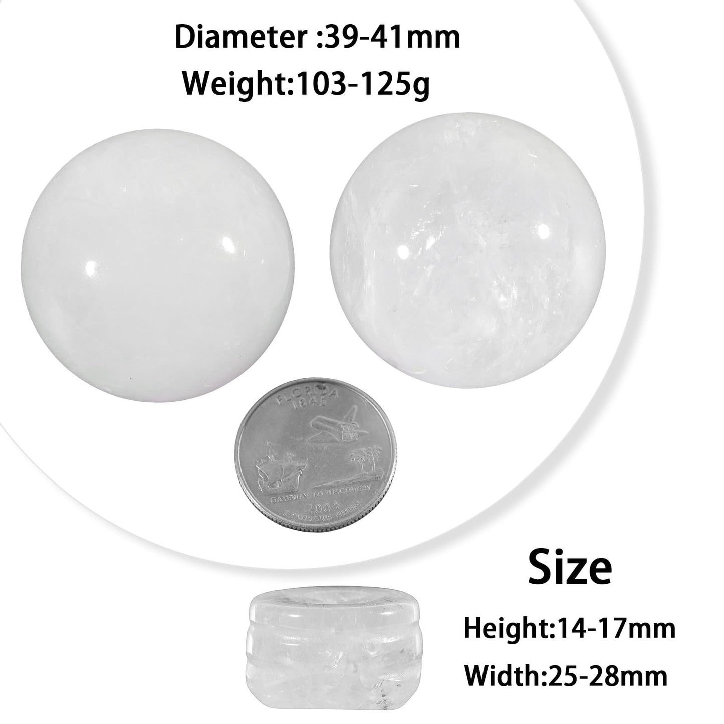 TUMBEELLUWA 1.57" Natural Round Rock Crystal Crystal Ball Sculpture with Stone Stand, Decorative Stone Sphere Figurine for Fengshui, Home Decor and Divination