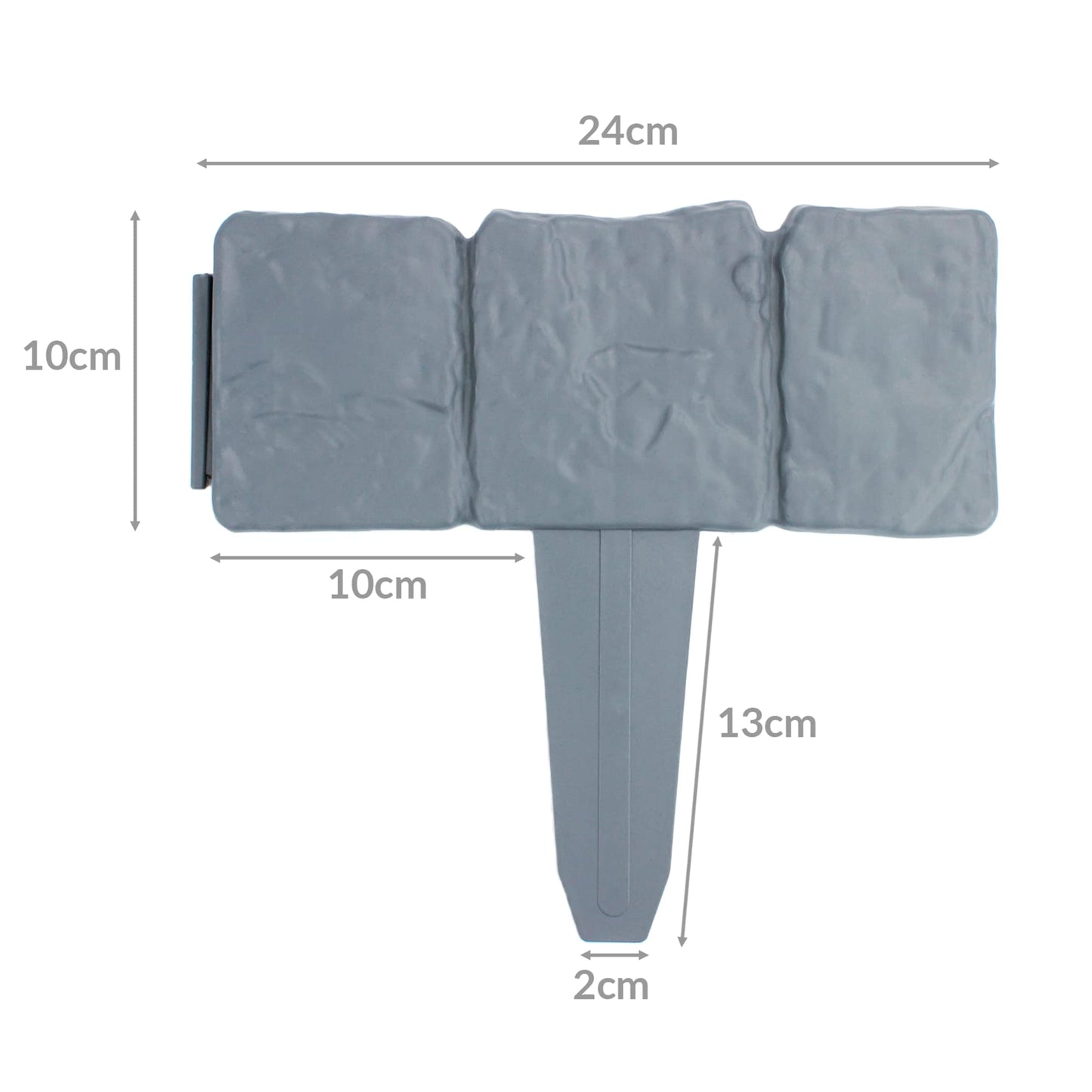 5M Grey Stone Effect Lawn Edging – Pack of 20 No-Dig ABS Garden Border Edging, Interlocking Cobblestone Edge for Flower Beds, Path & Lawn Borders | Pukkr