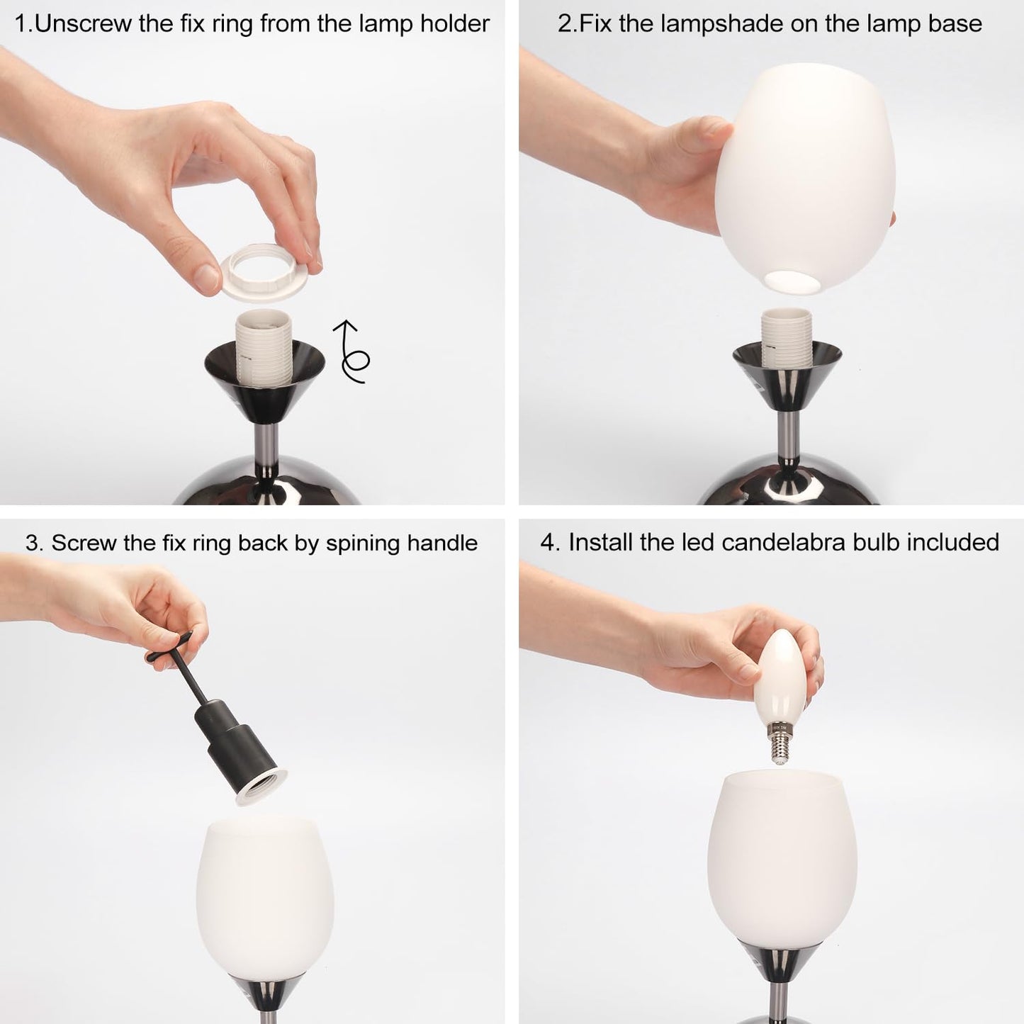 Boncoo Touch Control Table Lamp Dimmable Small Lamp, Ambient Light with Opal Glass Shade Simple Night Light, Modern Accent Lamp Bedside Nightstand Lamp for Bedroom Living Room, E12 Bulb Included
