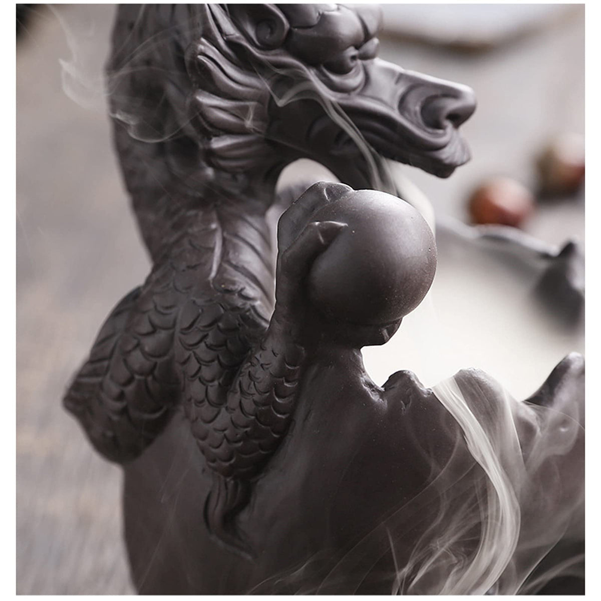 Romehaha Dragon Waterfall Incense Holder - Ceramic Backflow Burner with Skull Head, Zen Meditation Decor for Home, Bedroom, Yoga Studio - Unique Dragon Statue Gift for Aromatherapy & Relaxation