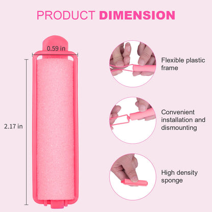 36 Pieces Foam Sponge Hair Rollers - Soft Sleeping Flexible Styling Curlers for Hair Styling (Pink)
