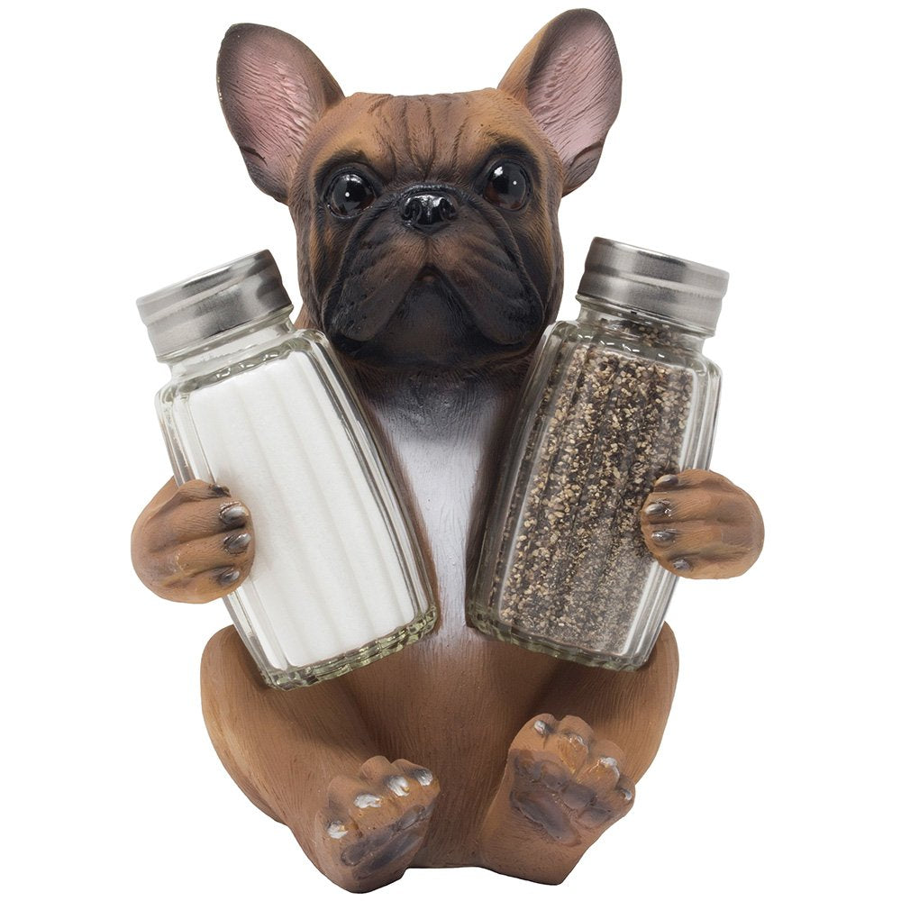 Home 'n Gifts French Bulldog Salt and Pepper Shaker Set, Resin, Brown, Shaker Set