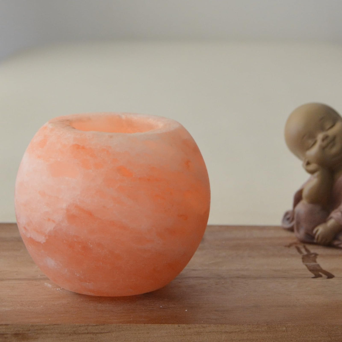 Zen'Light Himalayan Salt Crystal Candle Holder Sphere 900 g – 100% Genuine Natural Himalayan Salt Crystal – Hand Carved – Candle Holder Made of Quality Natural Material – Rounded Shape