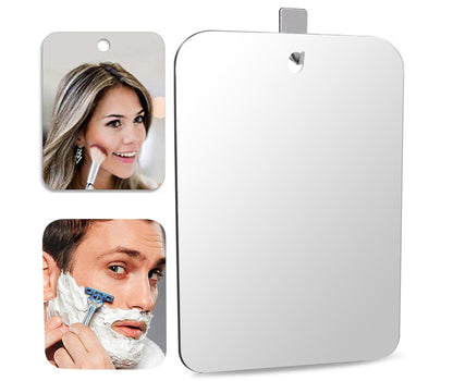 Deluxe Large Shower Mirror Fogless Shaving Mirror (11 inX7.8 in) Anit-Fog Shave Mirror Fog-Free Wall Hanging Mirror Bathroom Mirrors whit 1 Hook