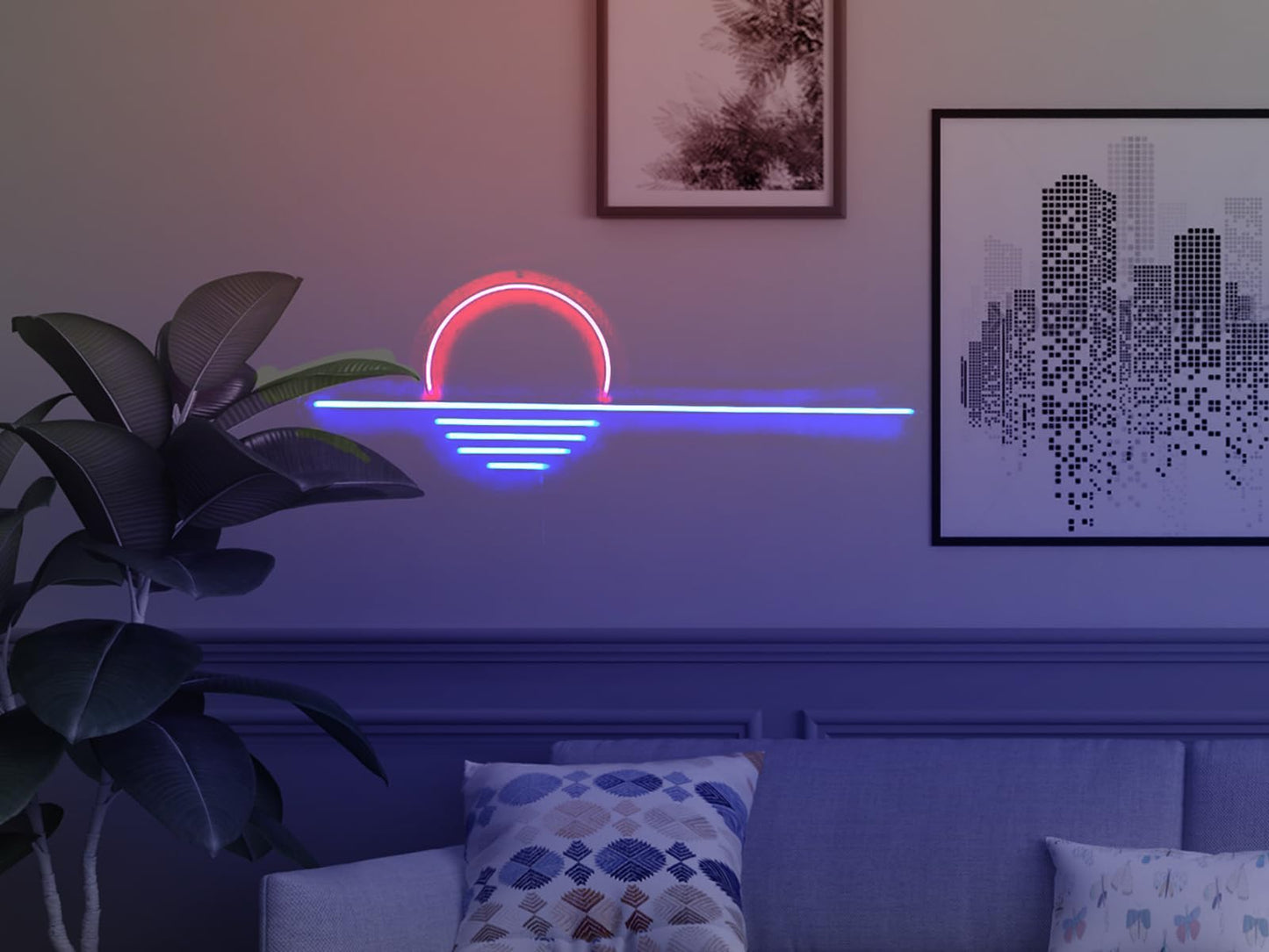 LED Decorative Lights USB Mountains Sunrise Sunset Led Neon Signs Home Decoration Wall Art Holiday Gift Brightness Adjustable 16.5''x11.8''