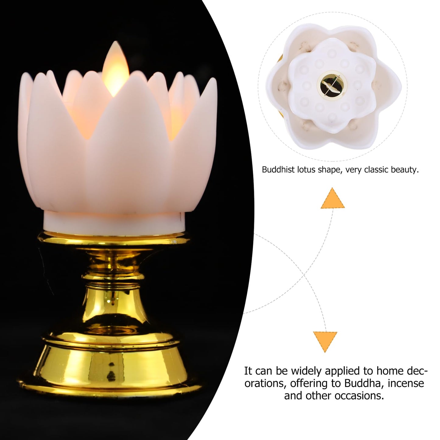 Garneck 2 PCS LED Lotus Buddhist Lights - Buddhist Supplies Altar Lamp - Pure White Buddhist LED Fake Oil Light - Vintage LED Candles Buddha Occasions