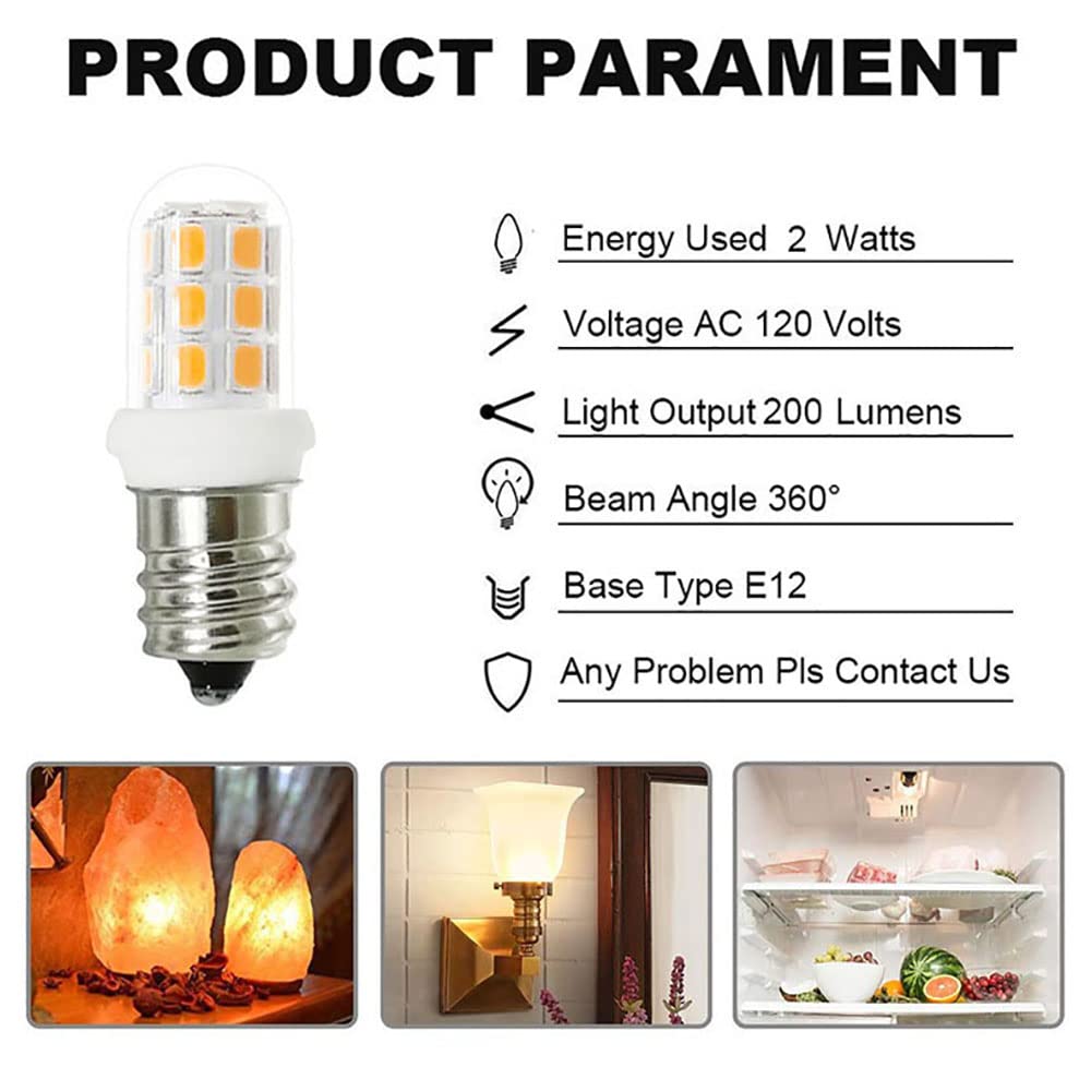 XRZT Salt Lamp Bulbs E12 Led 15W Candelabra C7 Replacement for Chandelier Lights, Night Light Bulbs, Warm White 3000K 5-Pack