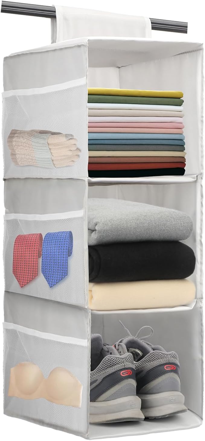 PetsHome 3-Shelf Hanging Closet Organizer, Space Saver, Closet Hanging Storage