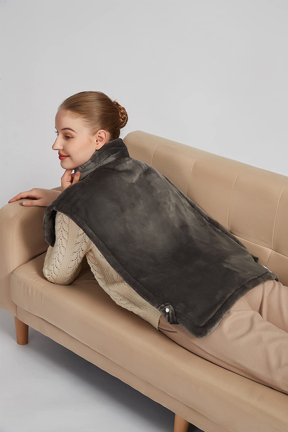 Ruqiji 17''x33'' XXXL King Size Heating Pad with 120 Minutes Auto Shut Off&6 Temperature Settings, Flannel Electric Heating Pad/Pain Relief for Back/Neck/Shoulders/Menstrual Pain/Leg Cramp (Dark Blue)