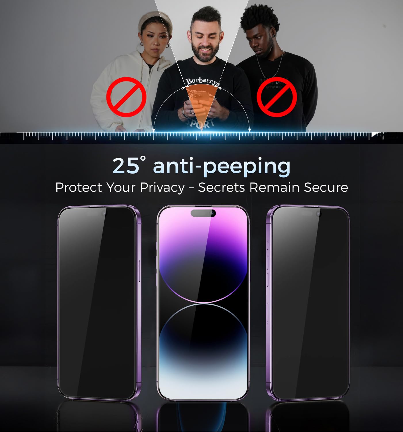 MAGIC JOHN 3rd Gen Upgraded for iPhone 16ProMax Privacy Screen Protector 6.9 Inch,25°Anti-Spy Screen,Shockproof Tempered Glass,Auto Dust-Removal,Bubble Free,Easy Installation,2 Pack