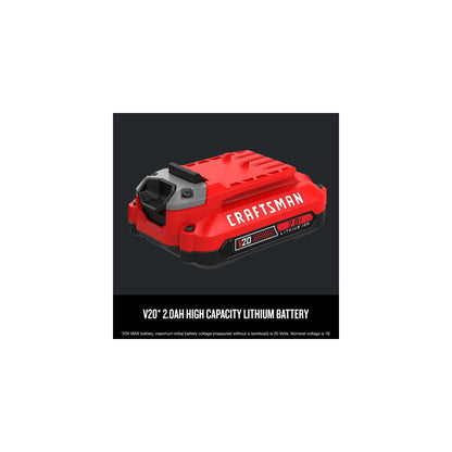 CRAFTSMAN V20 2Ah Lithium Ion Power Tool Battery 2-Pack and Charger Starter Kit (CMCB202-2CK)