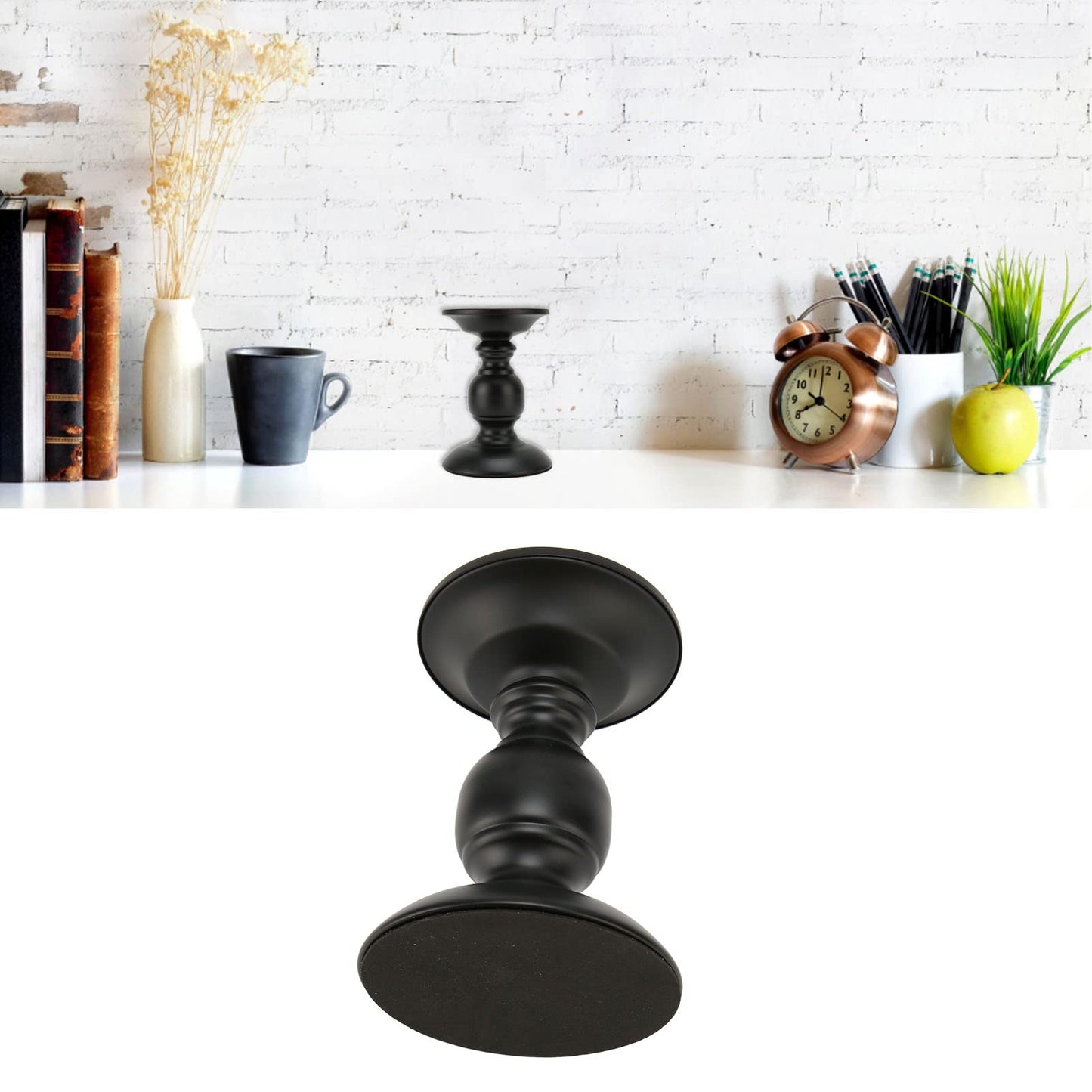 Tyenaza Pillar Candle Holder Rustproof Black Metal Iron Matte Pillar Candle Holder Ornament Dining Table Decoration for Wedding, Dining Table, Party