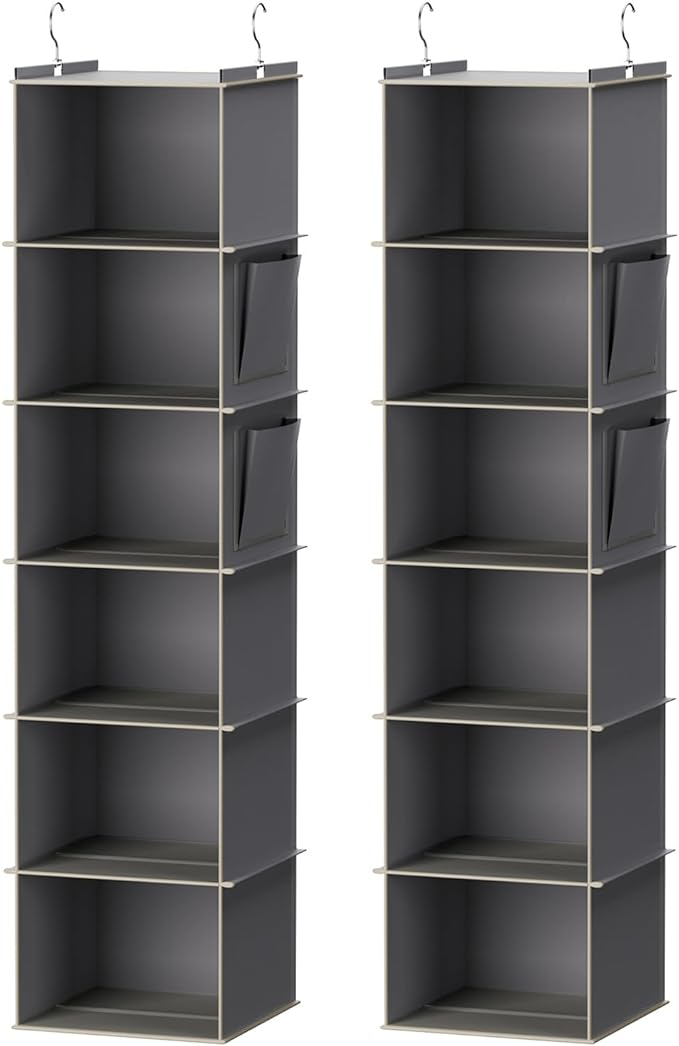 YOUDENOVA Hanging Closet Organizer, 6-Shelf Closet Hanging Storage Shelves