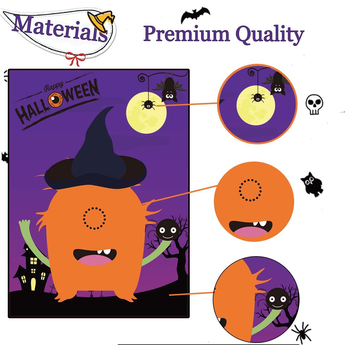 Funnlot Halloween Games for Kids Party Halloween Party Games for Kids Pin The Eye on The Monster Game Halloween Party Games Activities Halloween Pin The Tail (Pin The Eye on The Monster)