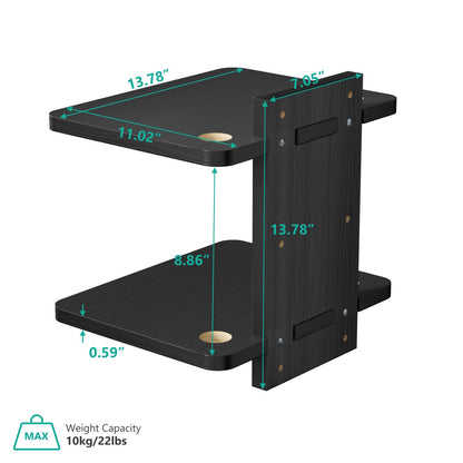 WALI Floating TV Shelf, 2 Tier Projector Shelf for DVD Players, Routers, Game Consoles, Cable Boxes, Living Room Decor Accessories, Wall Mount Shelves Holds Up to 22lbs (CS202NB), 2-Shelf, Black