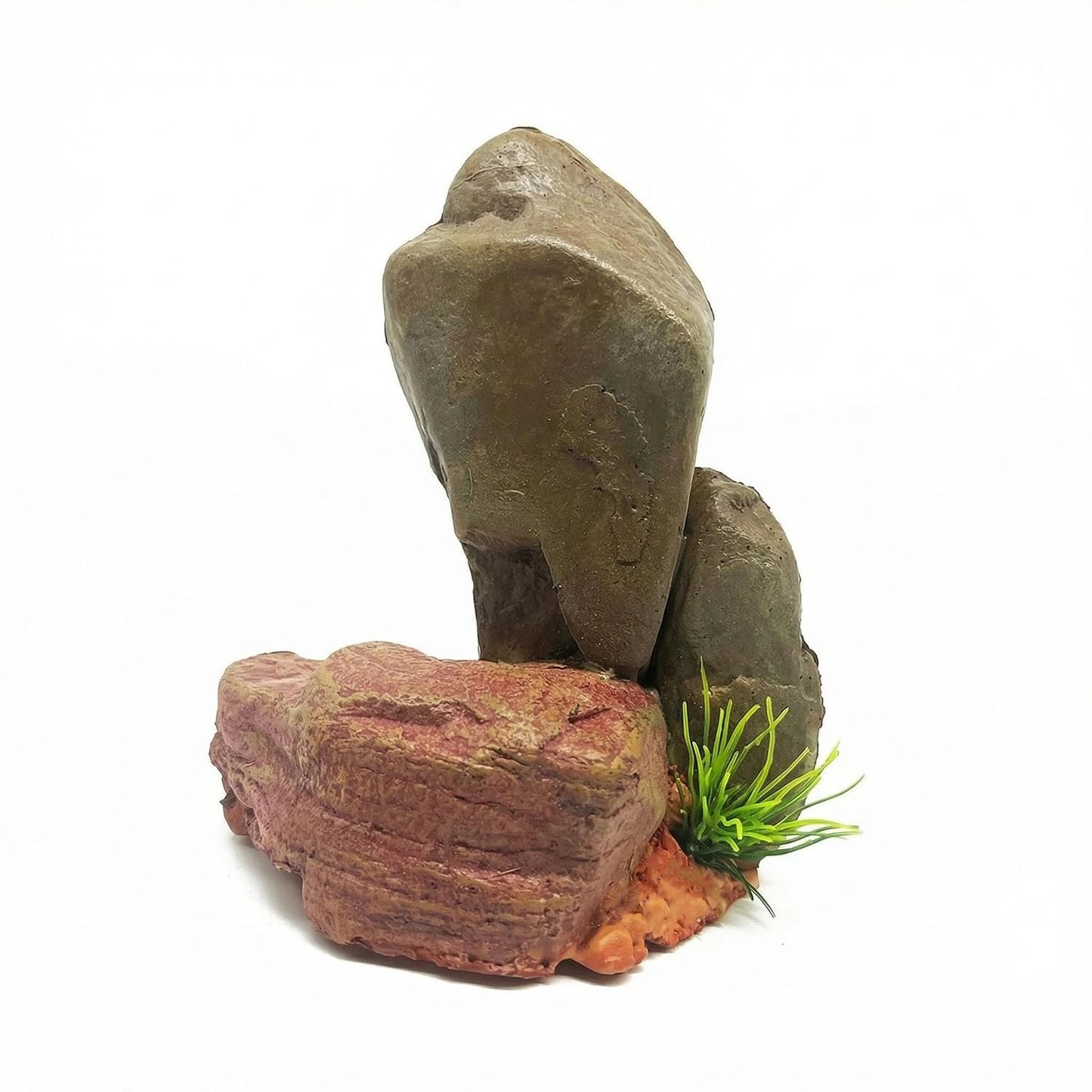 Mipukbay Medium Aquarium Decor Rock, Resin Fish Tank Artificial Stone Ornament for Freshwater/Saltwater, Safe Landscape Hideout for Betta Fish, Goldfish and Aquatic Pets