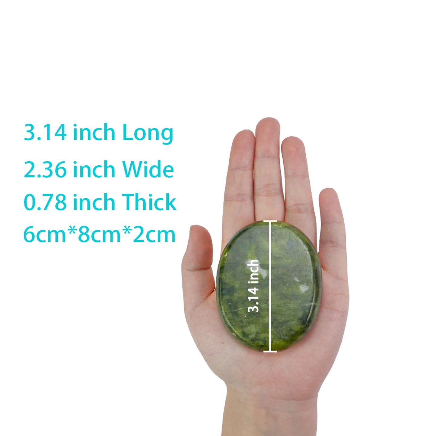 Windfulogo 4Pcs Hot Massage Stones Set Natural Green Jade Heated Warmer Stone for Spa Massage 2.36 x 3.14in (6x8cm)