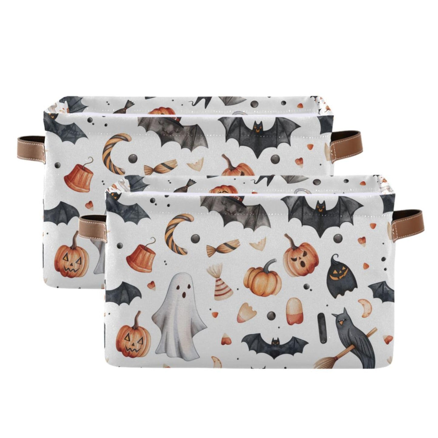 senya Halloween Storage Basket, Bats Pumpkins Halloween Foldable Fabric Collapsible Storage Bins Organizer Bag for Storage Clothes