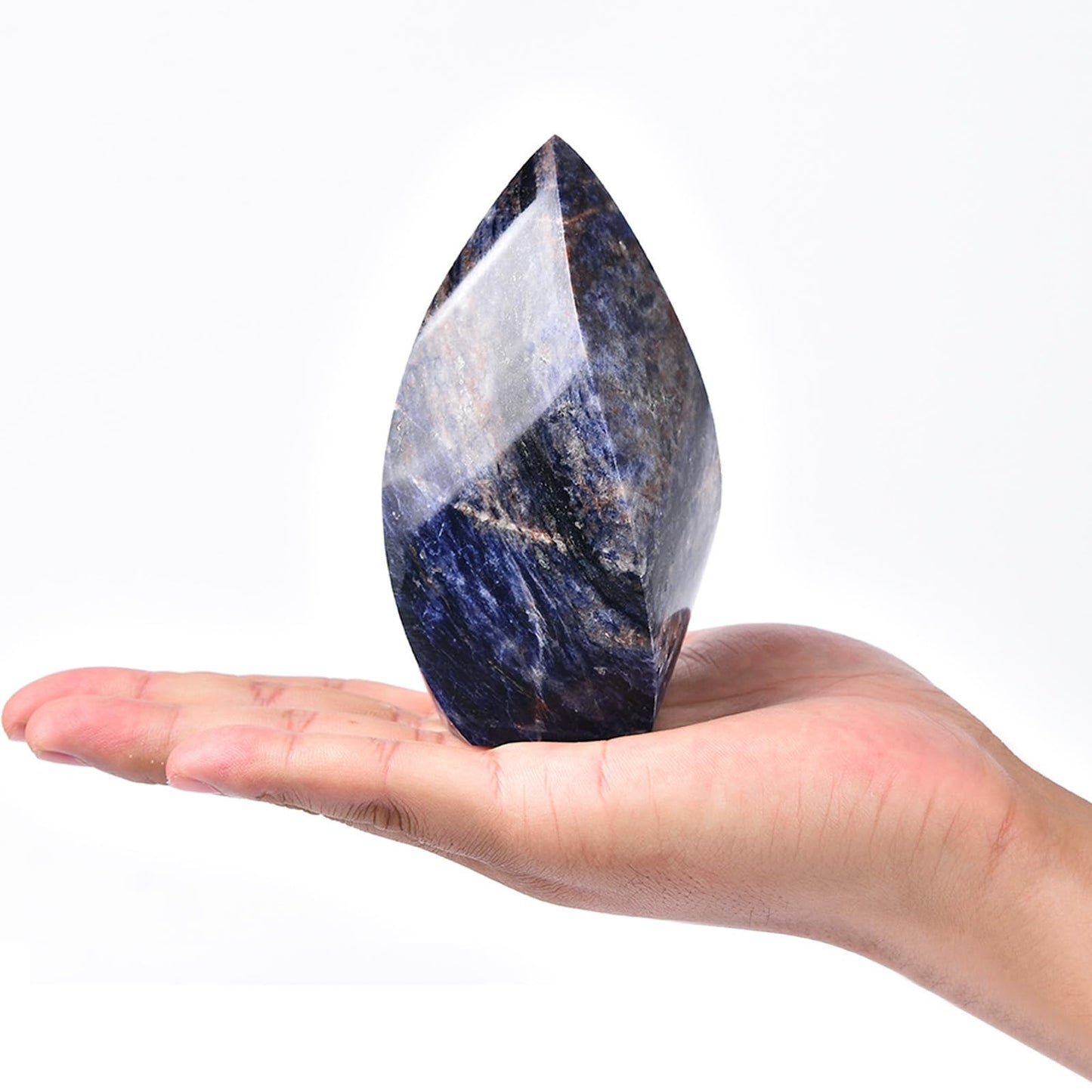 JIC Gem Sodalite Large Natural Healing Crystal Point Obelisk Tower Spiral 4 Sides Energy Gemstone Decoration Gifts 1.1-1.7 Lbs
