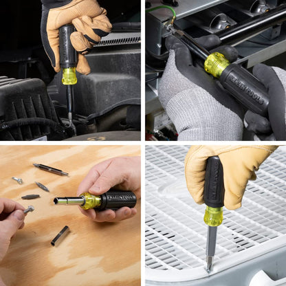 Screwdriver And Nut Driver 11-in-1 Multi Tool, Industrial Strength Bits, Cushion Grip Handle KLEIN TOOLS 32500 , Black
