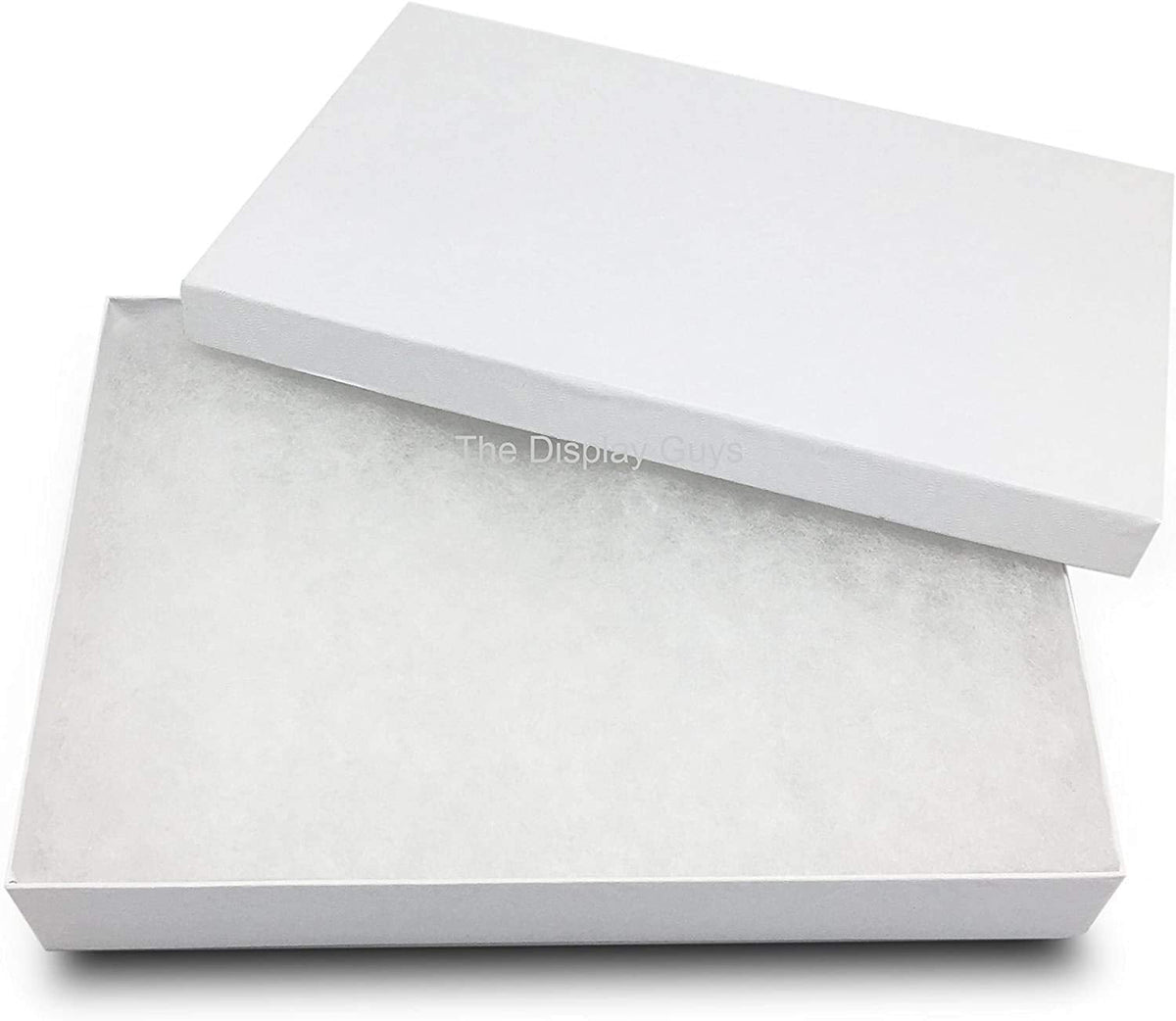 RJ Displays 6 Pack Cotton Filled White Color Paper Cardboard Jewelry Necklace Bracelets Watch Gift and Retail Boxes Size 7 1/8" x 5 1/8" x 1 1/8" Inch (White)