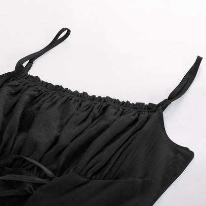 Renaissance Dress Corset Sundress for Women Lace Up Summer Cami Dress Black M