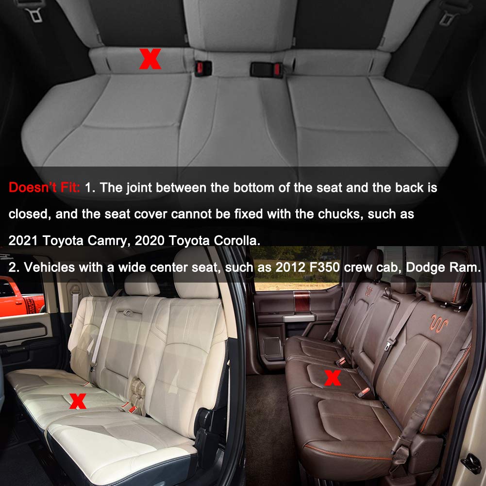 Black Panther PU Leather Rear Bench Car Seat Cover Protector Fits 90% of 4-dr Vehicles for Seat Bottom Only (Not for Pickup Truck and Large SUV), Diamond-Quilted - Black