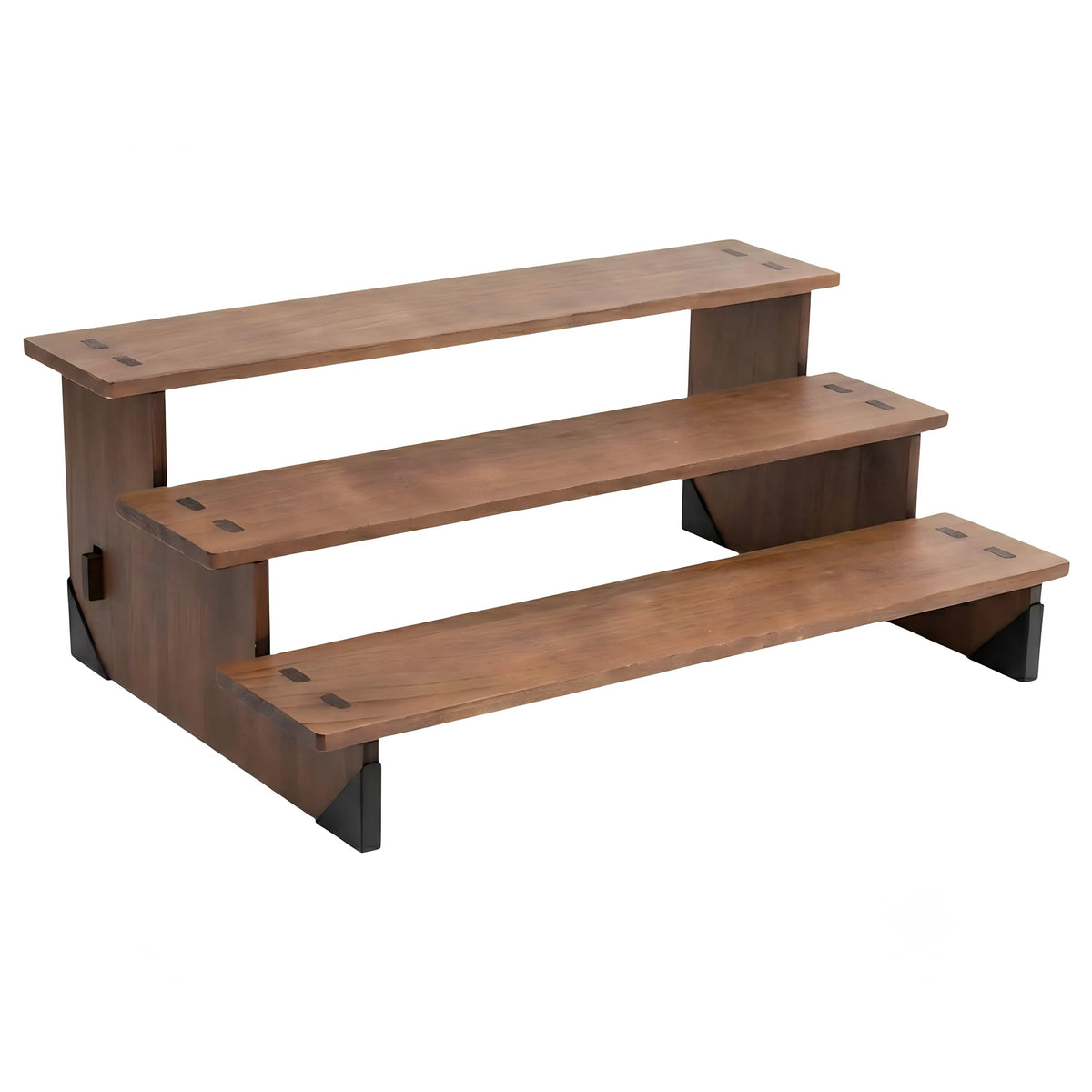 MiLiViNG 3 Tier Wooden Riser, Display Organizer Stand for Spice Jars, Coffee Bar, Perfume, Cupcakes, Vendor Display & Jewelry (15.7'' Spacious Long Size)