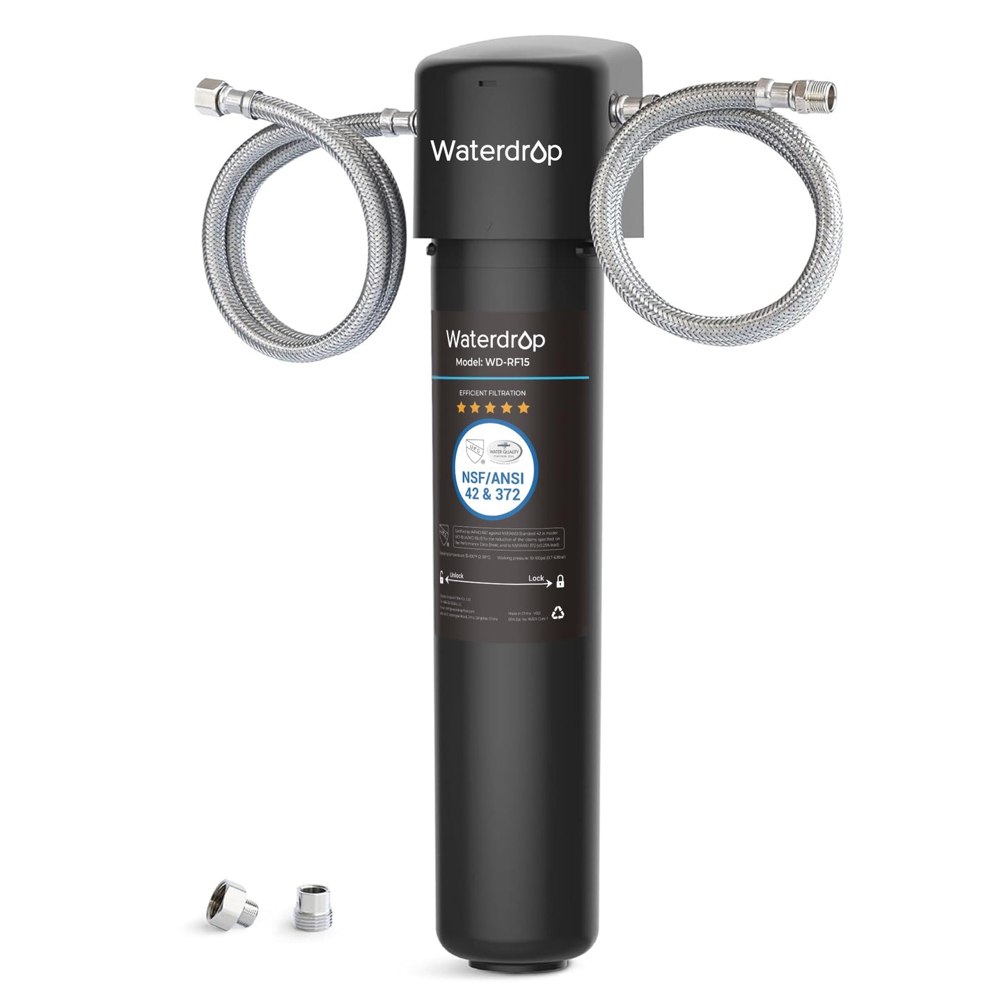 Waterdrop 15UA Under Sink Water Filter, 19000 Gallons High Capacity Water Filter System Direct Connect to Kitchen Faucet, Reduce PFAS, PFOA/PFOS, Lead, Chlorine, Bad Taste, NSF/ANSI 42 Certified