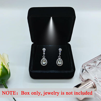 GBYAN Velvet Earring Box with LED Light, Stud Earring Gift Box Jewelry Display Case for Proposal,Engagement, Wedding and Birthday,Black