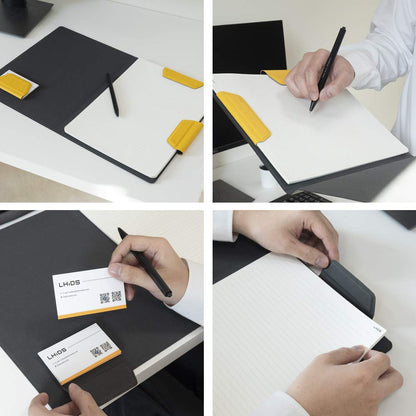LHiDS Magnetic Business Portfolio Lite Resume Padfolio Organizer with Clipboard, Paper Clip, Writing Pad, Pen/Card Holder, Magnetic Closure for Work, School and More (Grey, A4/Letter)