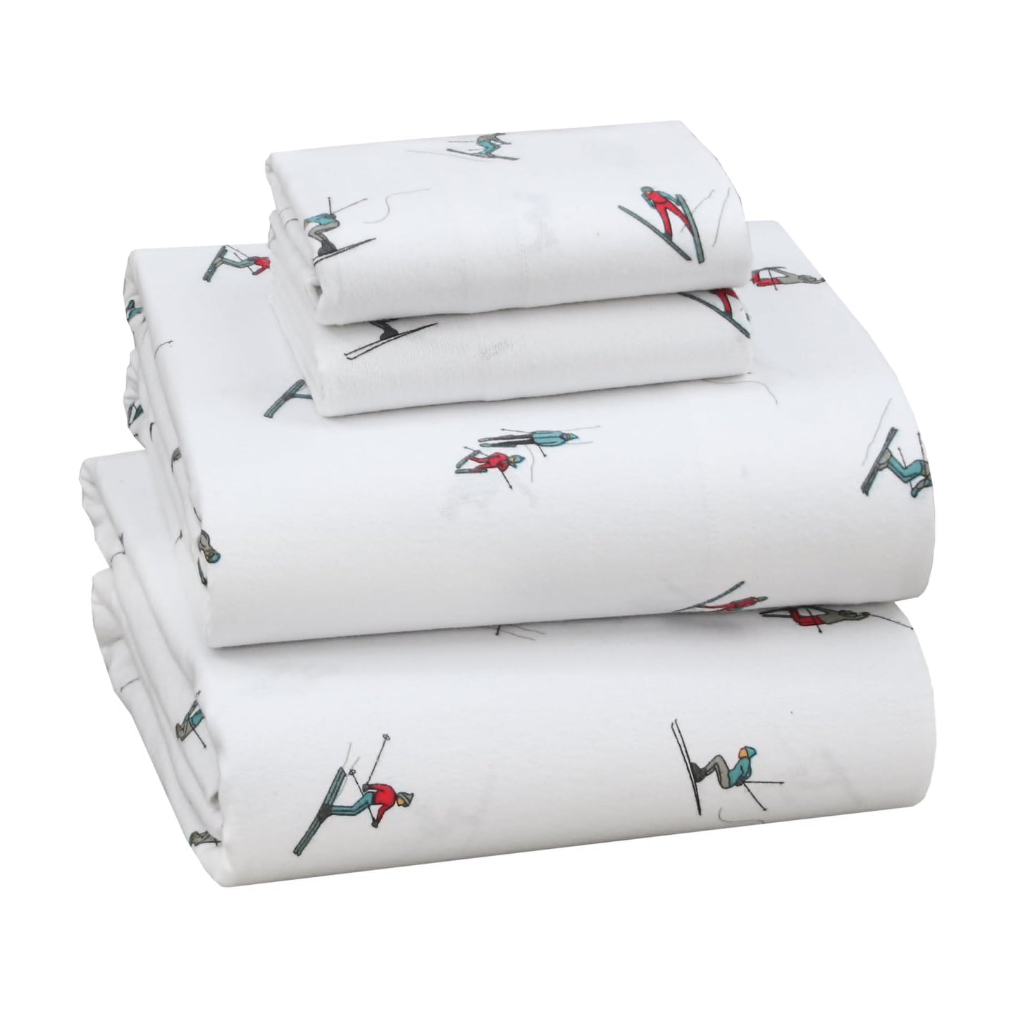 RUVANTI Flannel Sheets Queen Size - 100% Cotton Double Brushed Bed Sheets, Deep Pockets 16 Inches Queen Sheet Set, All Seasons Breathable & Extra Soft - Warm & Cozy, 4 Piece, Flurry Friends